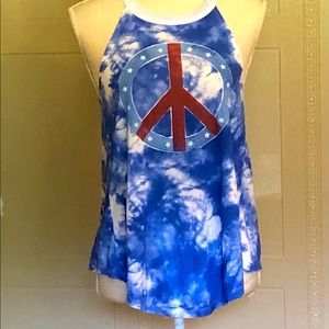 Modern Lux tie-due peace sign tank